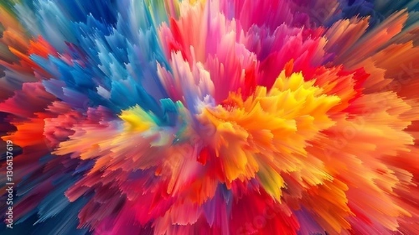 Fototapeta A vibrant and colorful abstract pattern with a gradient of bright hues, arranged in a dynamic and energetic composition, 8k UHD, suitable for high-quality printing or digital display. 