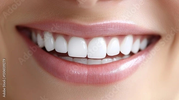 Fototapeta A patient undergoing professional teeth whitening with an LED light device, bright and fresh smile