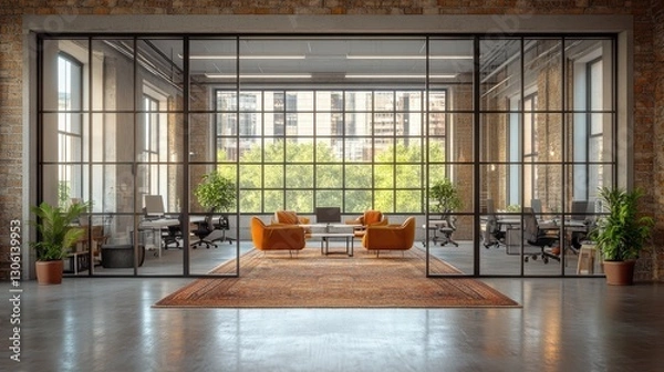Obraz A coworking space with a mix of freelancers and remote workers.