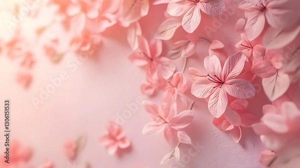 Fototapeta Pink Flower Background: Delicate Blossoms in Soft Light