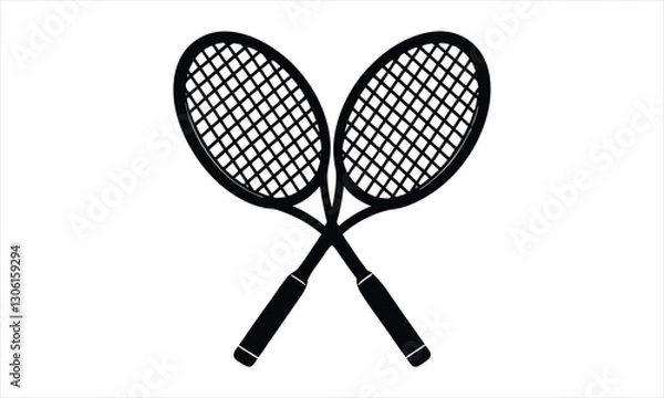 Obraz Two tennis rackets crossed on white background.