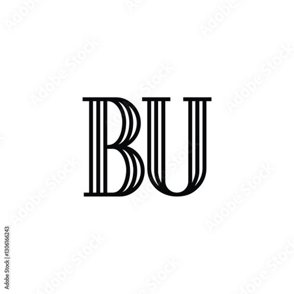Fototapeta BU monogram logo design letter text name symbol monochrome logotype alphabet character simple logo