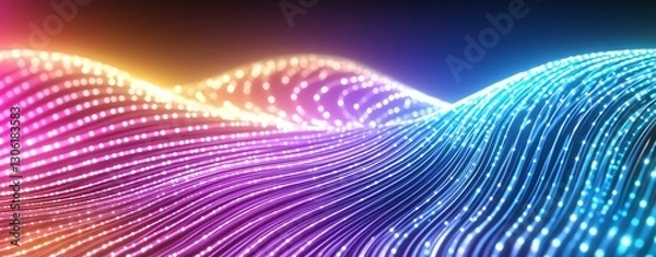 Fototapeta Vibrant abstract waves of colorful light.