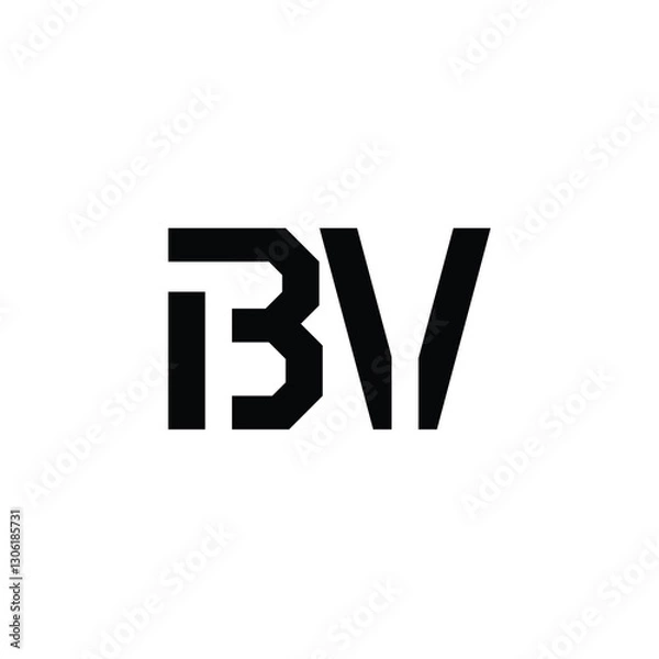Fototapeta BV monogram logo design letter text name symbol monochrome logotype alphabet character simple logo