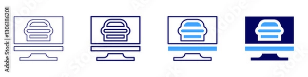 Fototapeta Food website icon in 4 different styles. Thin Line, Line, Bold Line, Duotone. Duotone style. Editable stroke