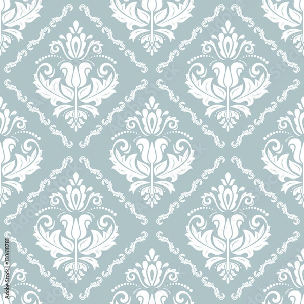 Fototapeta Seamless oriental pattern in the style of baroque. Traditional classic ornament. Blue and white pattern
