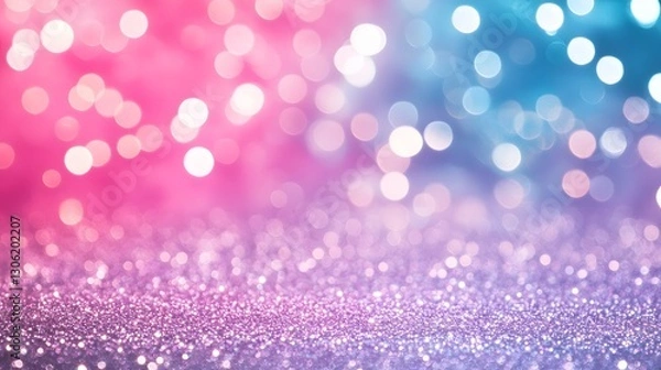 Fototapeta Pink and Blue Glitter Bokeh Background Sparkle