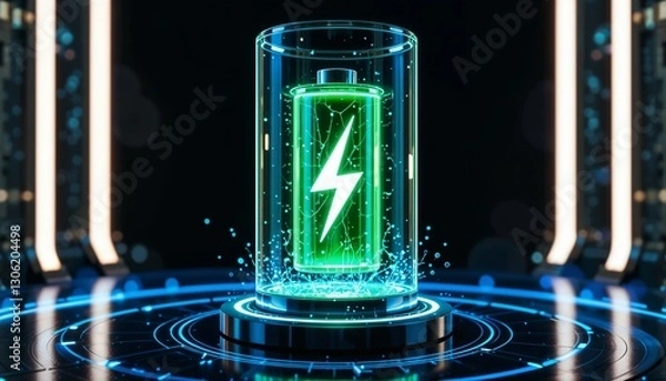 Obraz blue neon battery