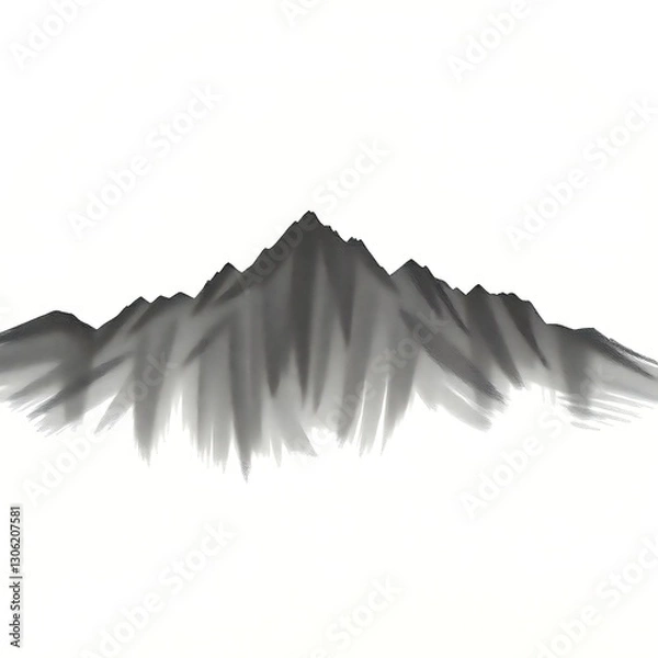 Obraz Charcoal Pencil Mountain Range Silhouette - Textured Landscape Art on Off-White Background