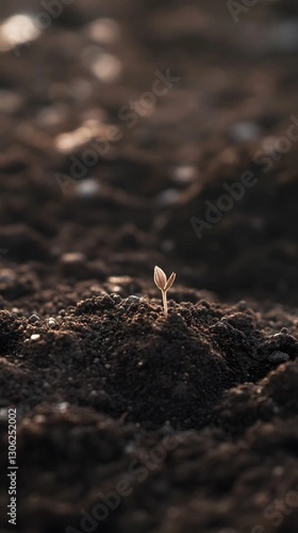 Fototapeta 8. A close-up of a tiny seed sprouting in the soil, symbolizing the resilience of plant life and the cycle of nature