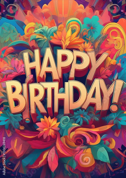 Obraz Happy Birthday on a colorful background.