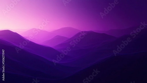 Obraz Serene and Dreamy Purple Landscape with Soft Hills and Gradual Color Transitions Under a Twilight Sky