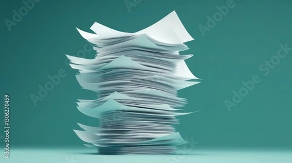 Fototapeta Towering Pile of Papers