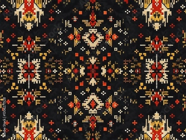 Fototapeta Cross Stitch Embroidery, Classic cross-stitch-style seamless patterns