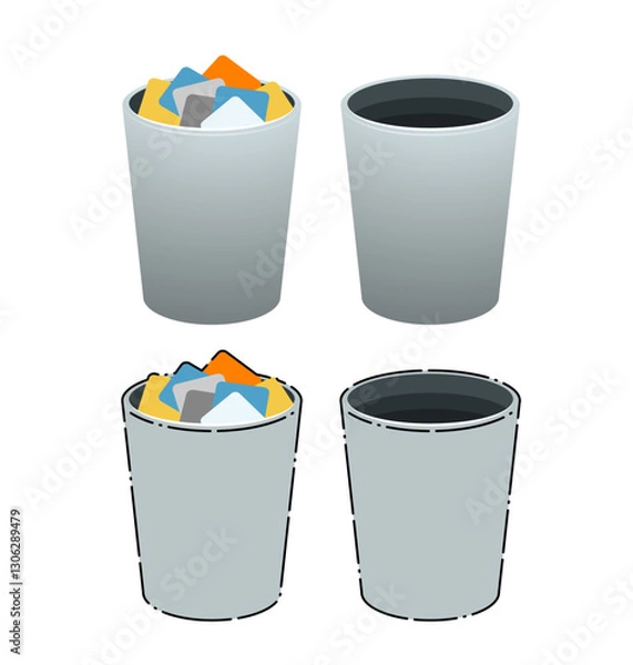 Obraz 空のゴミ箱と満杯のゴミ箱のイラスト