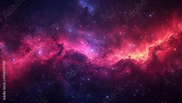 Obraz Stunning colorful nebula in deep space with vibrant pink and purple hues against a cosmic background filled with stars and celestial dust formations