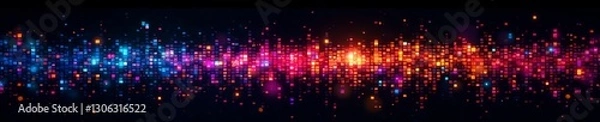 Fototapeta Colorful geometric pixel pattern resembling rainbow on black background, geometric, rainbow, colorful