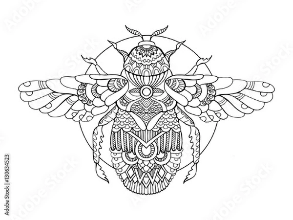 Obraz Bumblebee coloring book for adults vector