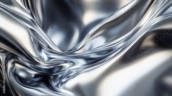 Obraz Flowing silver metallic liquid waves abstract background design