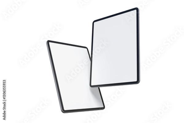 Fototapeta 3D Realistic modern tablet digital device mockup front view with blank screen and shadow isolated on background. Technology empty display template for ui, ux, app and website presentation