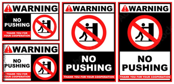 Fototapeta Set Collections no pushing warning sign template design vector illustration