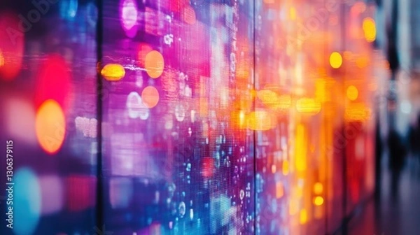 Fototapeta Colorful digital abstract art with vibrant light and motion blur effects