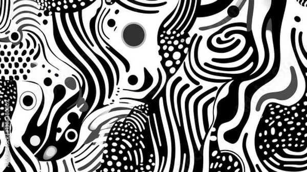 Fototapeta Abstract black and white op art with dynamic patterns and lines