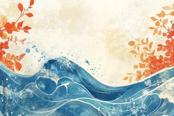 Fototapeta Abstract wave background with ocean elements.