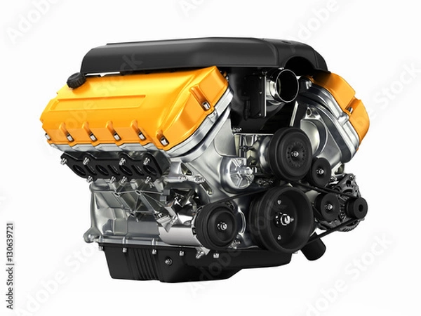 Fototapeta Automotive engine perspective view without shadow 3D