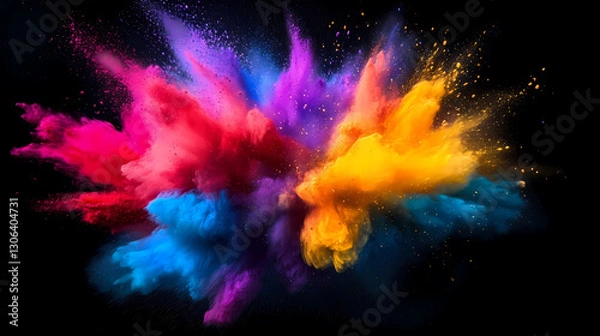 Fototapeta Colorful Powder Explosion on Black Background