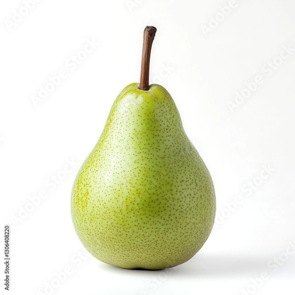 Fototapeta This whole green pear displays its vibrant color and smooth texture against a pristine white backdrop
