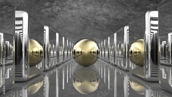 Obraz Złota kula z sześcianami