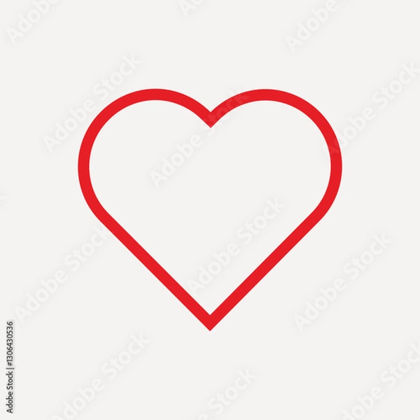 Fototapeta Minimal red heart outline illustration, Valentine's Day vector
