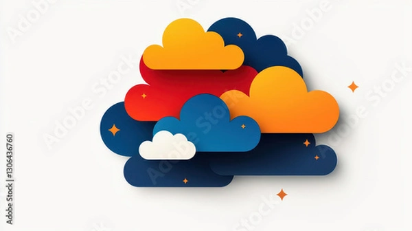 Fototapeta Abstract geometric shapes representing cloud storage tiers, symbolizing data hierarchies and smart storage allocation