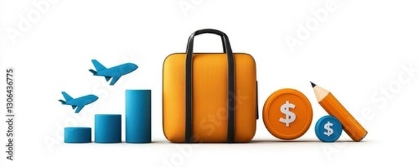 Fototapeta Creative infographic illustrating expense categories like travel, marketing, and salaries, with percentage breakdowns and trends