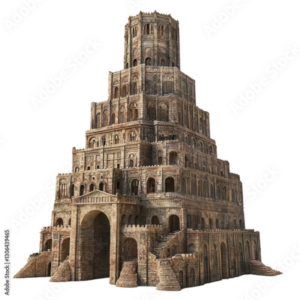 Fototapeta Tower of Babel Architectural Marvel: A detailed rendering of the legendary Tower of Babel, showcasing intricate architectural design and historical inspiration. 