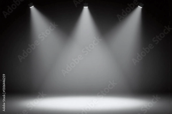 Obraz white room with three spotlights on the wall