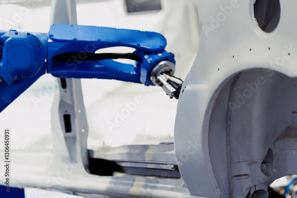 Fototapeta robot arm working in car factory