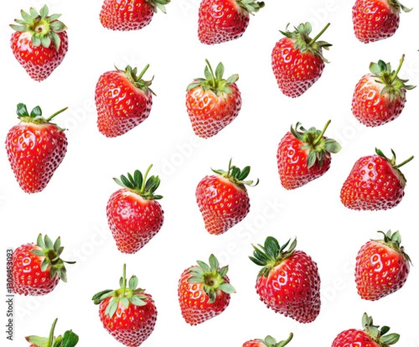 Fototapeta Fresh strawberries food bright isolated on transparent background