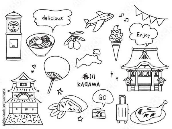 Obraz 香川の手描きイラストセット