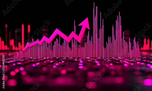 Fototapeta Vibrant Growth Chart with 3D Graph on Digital Background Visuals