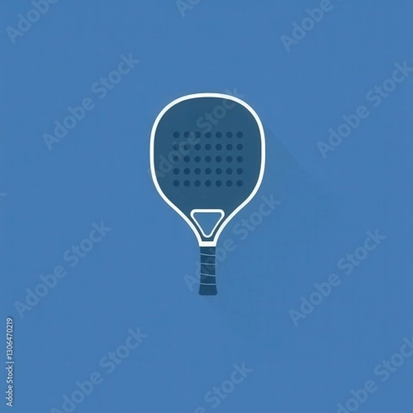 Fototapeta Padel Racket Illustration: Minimal Line Art Vector Icon, Flat Design Symbol for Sport and Recreation, Blue and White Graphic