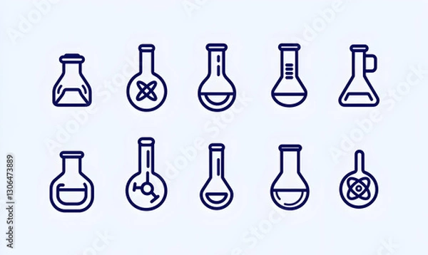 Fototapeta Various Laboratory Glassware Icons for Science and Education Use