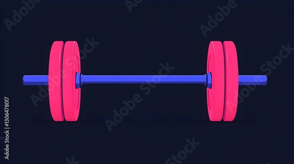 Fototapeta Vibrant and Colorful Barbell Weightlifting Equipment on Dark Background