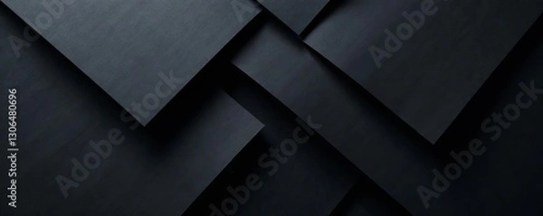 Fototapeta Black paper folded into thirds, layered grid, subtle shadow , design, illustration