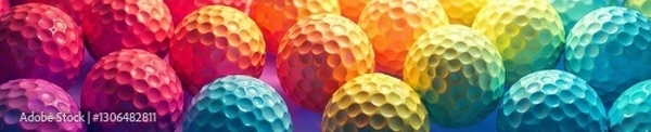 Fototapeta Abstract golf ball texture, seamless repeating pattern, round, geometric