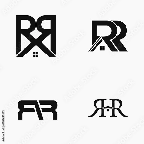 Fototapeta RR Letter Initial Logo Design Template Vector Illustration, real estate Simple and Modern Logo Design.