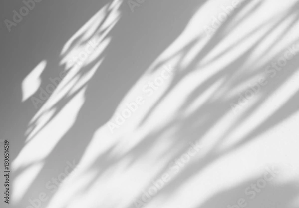 Obraz Isolated shadows overlay on transparent background. Black shadow brush of trees and leaves through a window. Generative ai