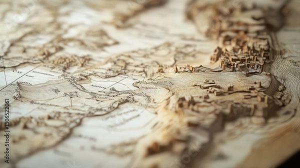 Fototapeta Detailed three-dimensional topographic model showcasing middle east region