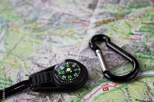 Obraz Landkarte mit Kompass
